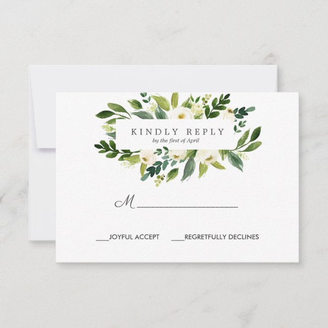 White Bloom Rahmen Hochzeitsreaktion UAWG RSVP Karte (Vorderseite)