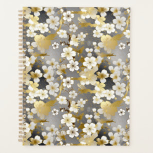 White Blossom Chiyogami Planner Planer