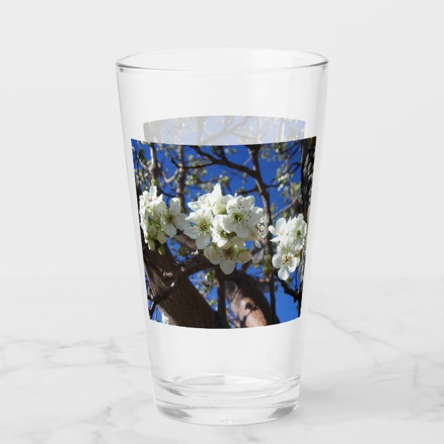 White Blossom Cluster Frühlingsblühende Birnbaum Glas (Vorderseite)