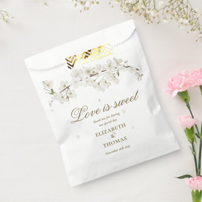 White Blossom Liebe ist süße Hochzeit Geschenktütchen (Versiegelt)
