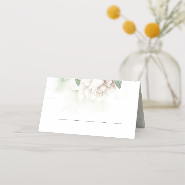 White Blossom Vintage Wedding Platzkarte (Vorderseite)
