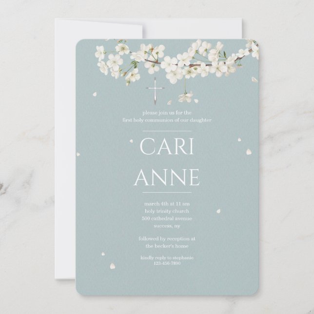 White Blossoms Religious Einladung (Vorderseite)