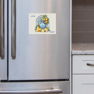 White Blue Amalfi Keramik Lemons Italien Magnetic Magnetkarte