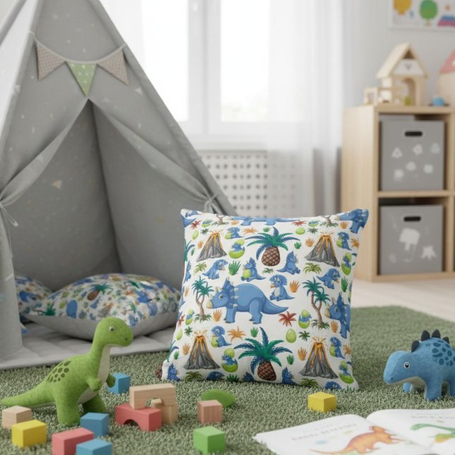 White, Blue, and Green Dinosaur Pillow Kissen (Von Creator hochgeladen)
