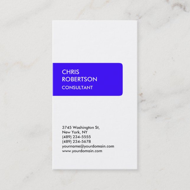White Blue Attractive Charming Business Card Visitenkarte (Vorderseite)