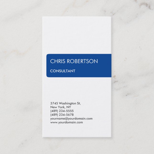 White Blue Attractive Charming Business Card Visitenkarte (Vorderseite)