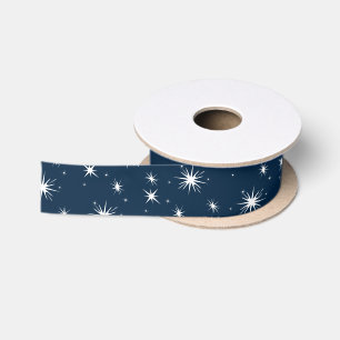 White Blue Christmas Stary Sky Satinband