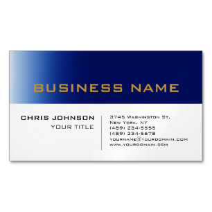 White Blue Contemporary Beruflich Business Card Magnetische Visitenkarte