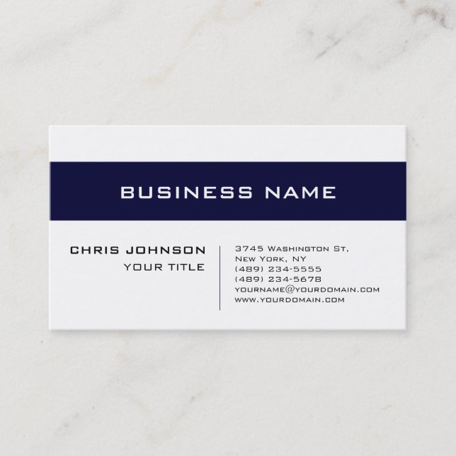 White Blue Contemporary Consultant Business Card Visitenkarte (Vorderseite)