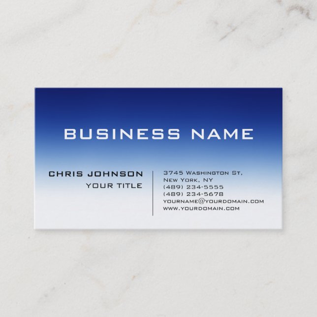 White Blue Contemporary Consultant Business Card Visitenkarte (Vorderseite)