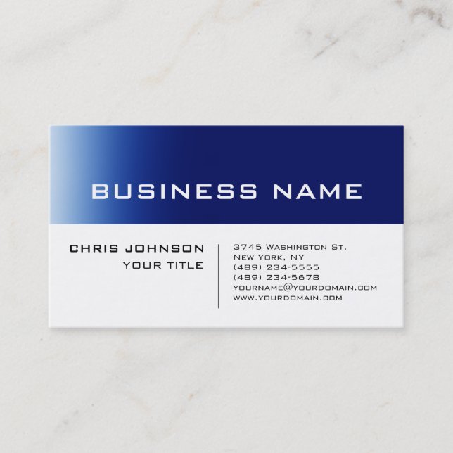 White Blue Contemporary Consultant Business Card Visitenkarte (Vorderseite)