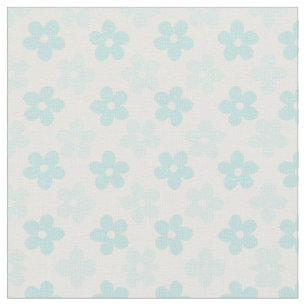 White Blue Daisy Blume Retro Muster Stoff