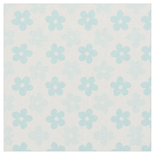 White Blue Daisy Blume Retro Muster Stoff (Nahaufnahme)
