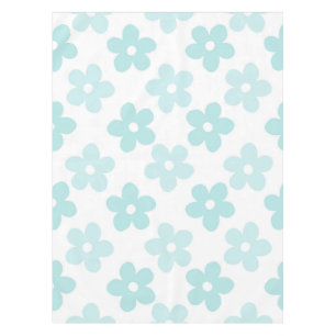 White Blue Daisy Blume Retro Muster Tischdecke