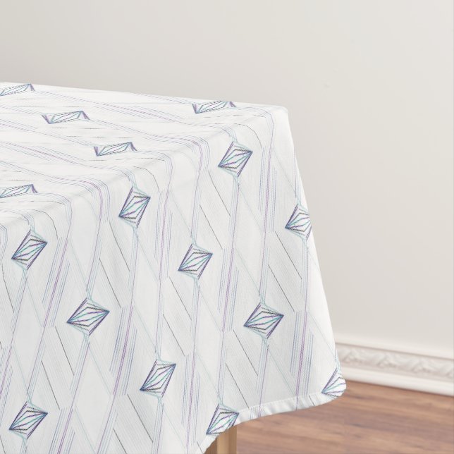 White Blue Diamond Muster Modern Geometric Print Tischdecke (Beispiel)