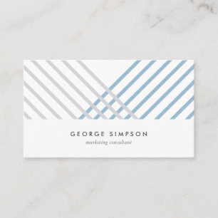 White blue einfache Schar stripes modern minimal Visitenkarte