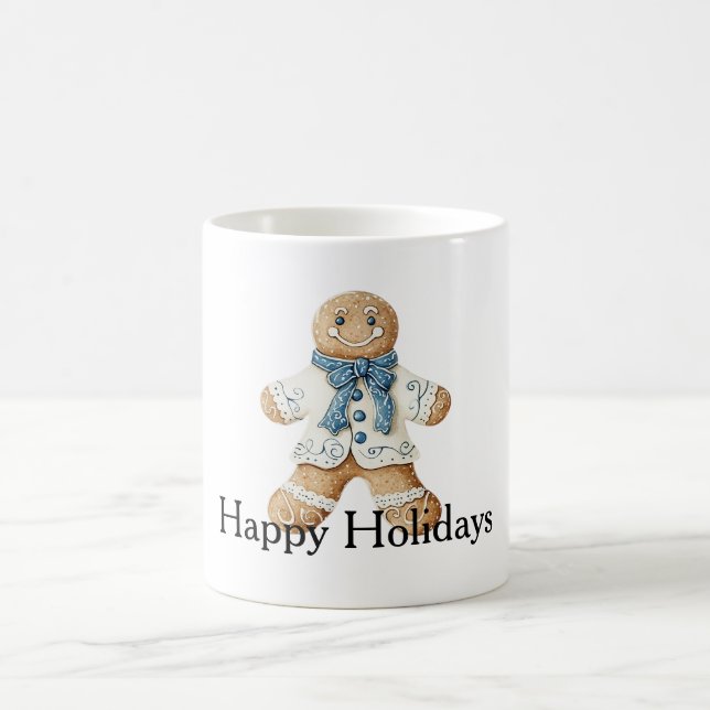 White Blue Gingerbread Man Cookie Christmas  Kaffeetasse (Mittel)