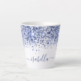 White Blue Glitzern Staub Name Skript Milchtasse