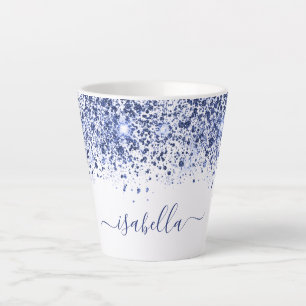 White Blue Glitzern Staub Name Skript Milchtasse