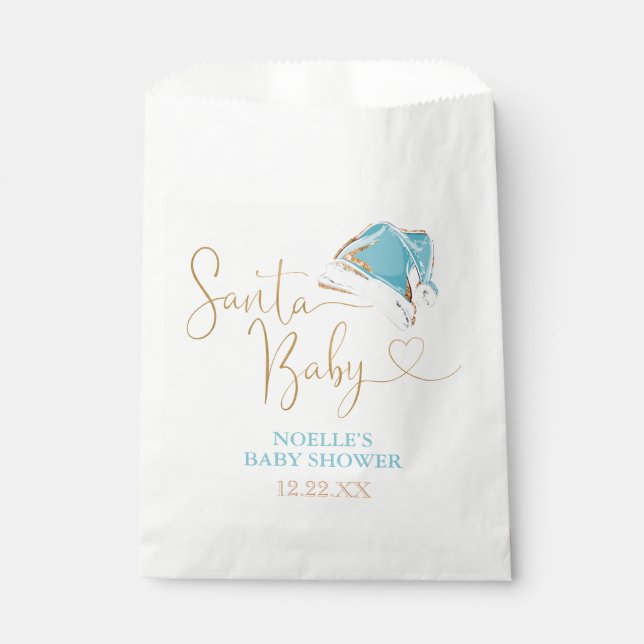 White Blue Gold Weihnachtsmannmütze Christmas Sant Geschenktütchen (Vorderseite)