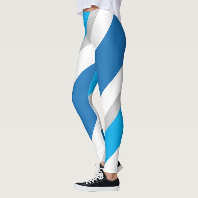 White Blue Graue Streifen Leggings (Links)