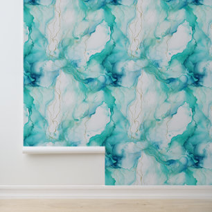 White Blue Green Aqua Abstrakt Tapete