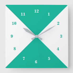 White & Blue Green - Customizable Quadratische Wanduhr