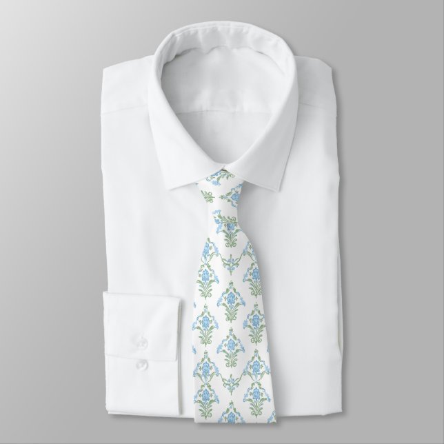 White blue green pattern neck tie krawatte (Gebunden)