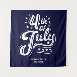 White &Blue independence Day BBQ Party Wandteppich