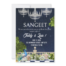 White & Blue Minimal Sangeet Hochzeit Einladung