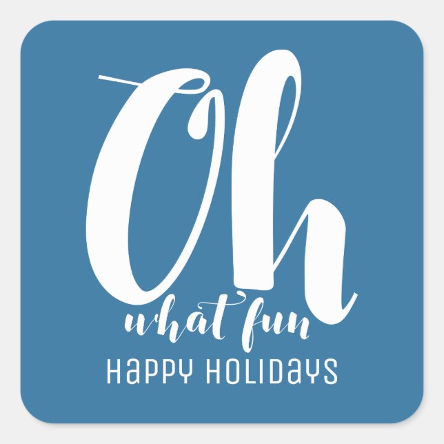 White Blue Oh What Fun Holiday Stickers (Vorderseite)