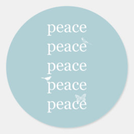White Blue Peace inspiriert Vögel Butterfly Runder Aufkleber