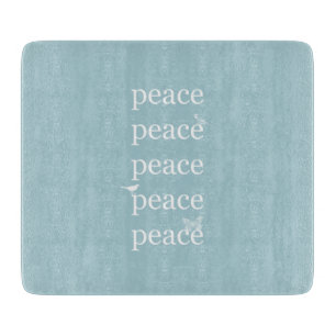 White Blue Peace inspiriert Zitatvögel Schneidebrett