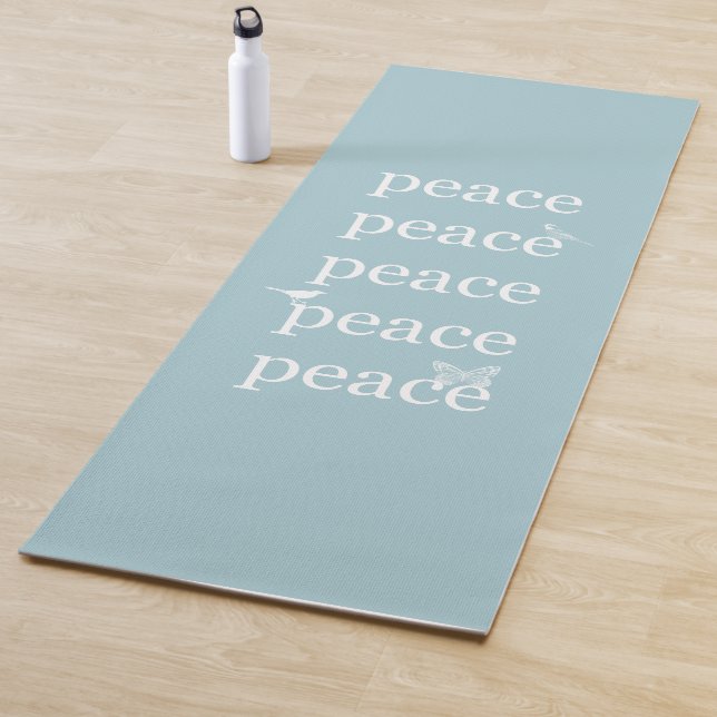 White Blue Peace inspiriert Zitatvögel Yogamatte (Beispiel)