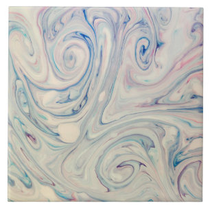 White Blue Pink Modernes Abstraktes Fluid Marbella Fliese