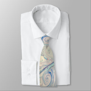 White Blue Pink Modernes Abstraktes Fluid Marbella Krawatte