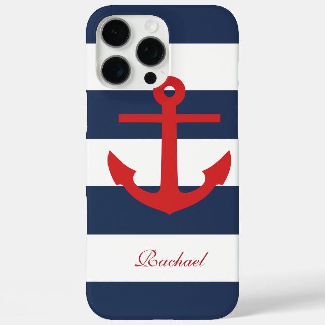 White Blue & Red Anchors Aweigh Case-Mate iPhone Hülle (Rückseite)