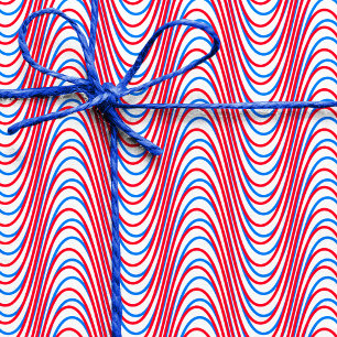 White Blue Red Moiré Streifen - Trippy Abstrakt Kr Geschenkpapier