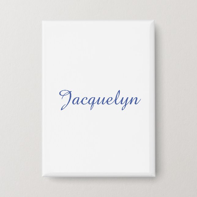 White Blue Schlicht Elegante Moderne Kalligraphie  Button (Vorderseite)