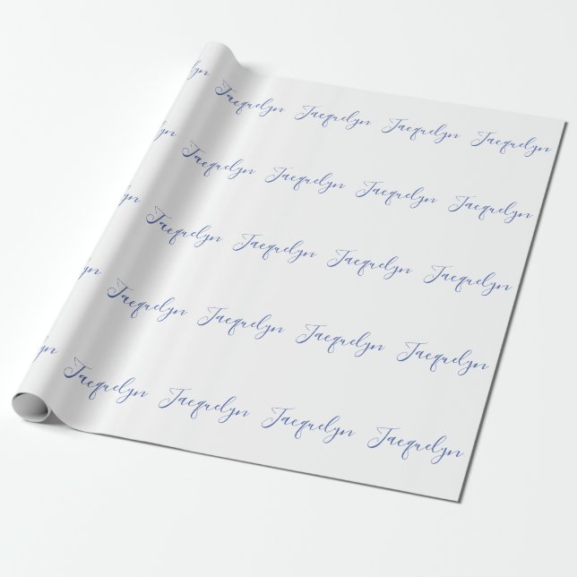 White Blue Schlicht Elegante Moderne Kalligraphie  Geschenkpapier (Ungerollt)