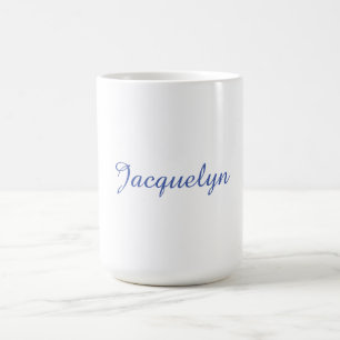 White Blue Schlicht Elegante Moderne Kalligraphie  Kaffeetasse