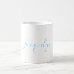 White Blue Schlicht Elegante Moderne Kalligraphie  Kaffeetasse