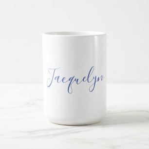 White Blue Schlicht Elegante Moderne Kalligraphie  Kaffeetasse
