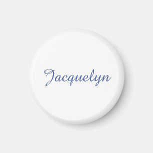 White Blue Schlicht Elegante Moderne Kalligraphie  Magnet