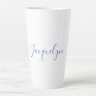White Blue Schlicht Elegante Moderne Kalligraphie  Milchtasse