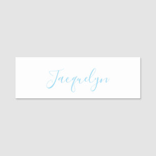 White Blue Schlicht Elegante Moderne Kalligraphie Namensschild
