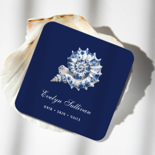 White blue seashell logo Visitenkarte