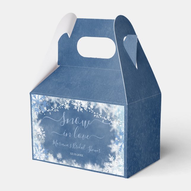 White Blue Snow in Liebe Snowflake Brautparty Geschenkschachtel (Vorderseite)