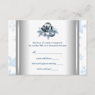 White Blue Snowflake Blue Winter Wedding UAWG RSVP Karte