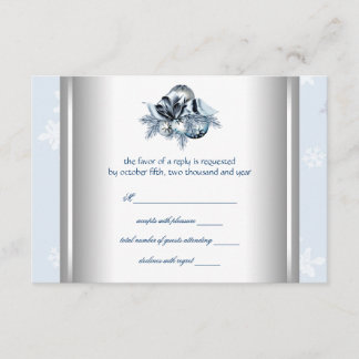 White Blue Snowflake Blue Winter Wedding UAWG RSVP Karte